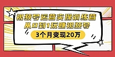 视频号运营实操训练营：从0到1玩赚视频号，3个月变现20万