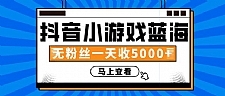 抖音小游戏蓝海项目，无粉丝一天收入5000+