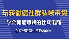 玩转微信社群私域带货，学会就能赚钱的社交电商，在家兼职副业再挣8000+