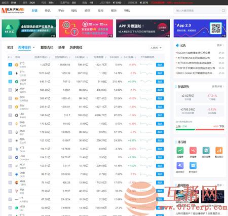 帝国cms系统新仿《非小号》网站源码 行业大数据模版 简洁大气 手机站+采集功能